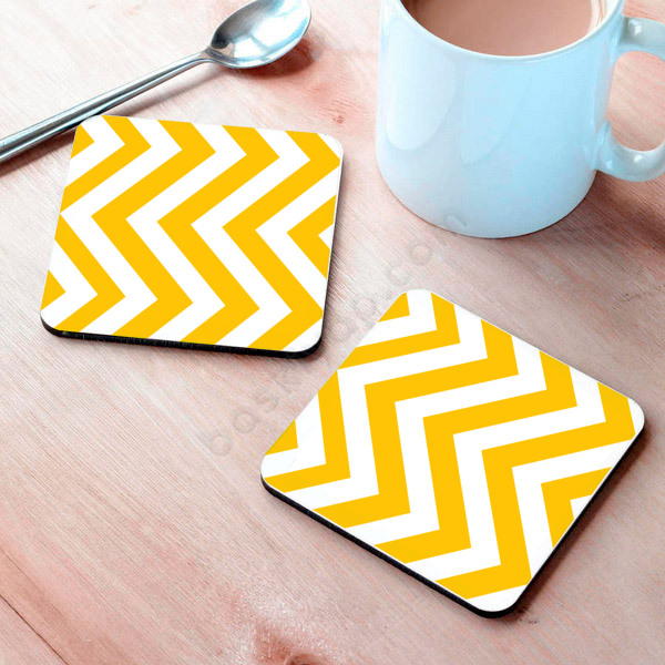 Sarı Çizgiler Tasarım Bardak Altlığı online tasarla