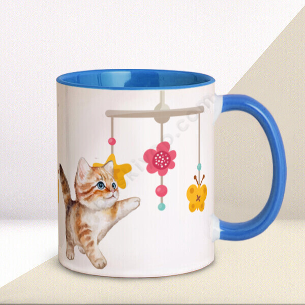 Sarı Kedili Baskılı Kupa online tasarla