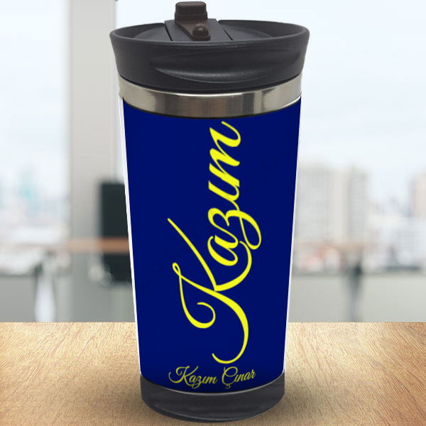 Sarı Lacivert Tasarımlı Termos 300Ml online tasarla