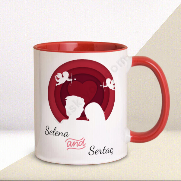 Sevgililer Günü Baskılı Kırmızı Kupa Bardak online tasarla