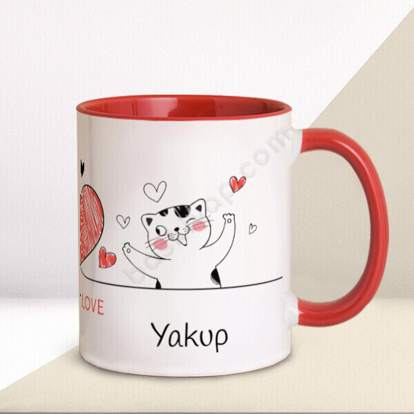 Sevgililer Günü Kişiye Özel Kırmızı Kupa online tasarla