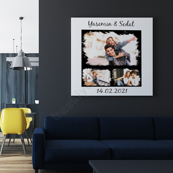 Sevgililer Günü Tasarım Çerçeveli 50X50 Kanvas Tablo online tasarla