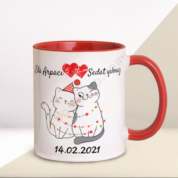 Sevgililer Günü Tasarım Kedili Kupa 1 online tasarla