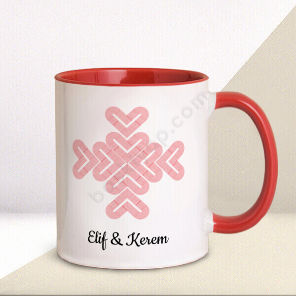 Sevgililer Gününe Özel Kalp Tasarımlı Kırmızı Kupa online tasarla