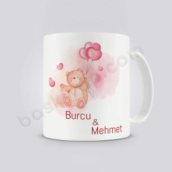 Sevimli Ayıcık Sevgililer Günü Kendin Tasarla Baskılı Kupa online tasarla