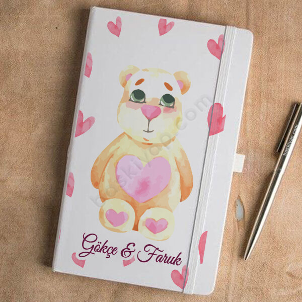 Sevimli Ayıcık Tasarımlı Beyaz Ajanda online tasarla