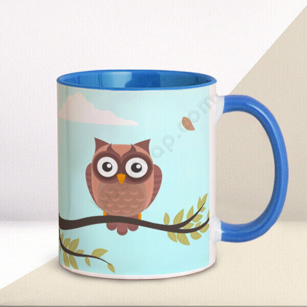 Sevimli Baykuşlar Tasarımlı Kupa Bardak online tasarla