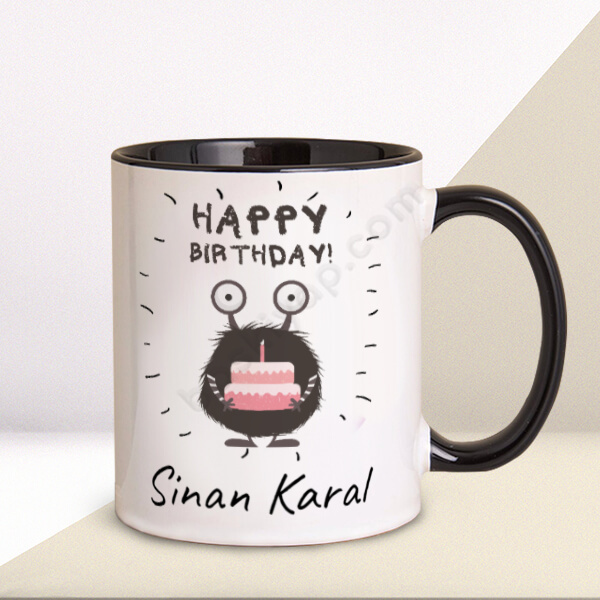 Sevimli Doğumgünü Tasarımı 3 Siyah Kupa online tasarla