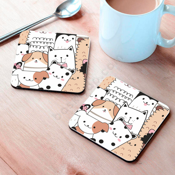 Sevimli Hayvanlar Tasarım Bardak Altlığı online tasarla