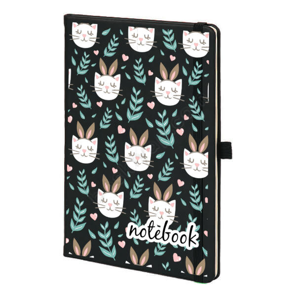 Sevimli Tavşan Tasarımlı Siyah Ajanda online tasarla
