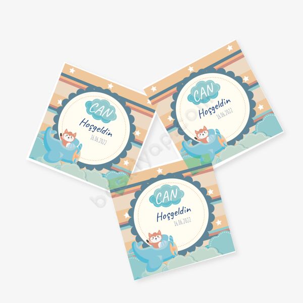 Sevimli Tilki Tasarım Sticker online tasarla