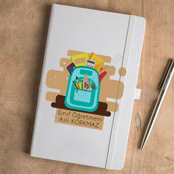 Sınıf Öğretmenine Özel Tasarım Beyaz Ajanda online tasarla