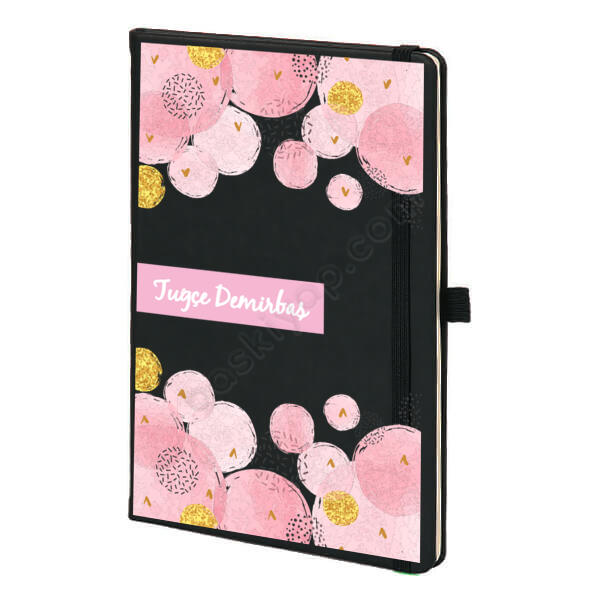 Pembe Daireli Siyah Ajanda online tasarla