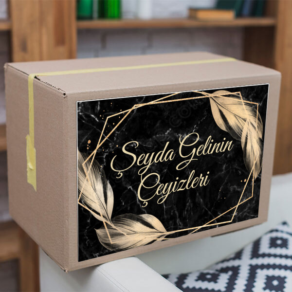 Siyah Arkafon Çeyiz Etiketi online tasarla