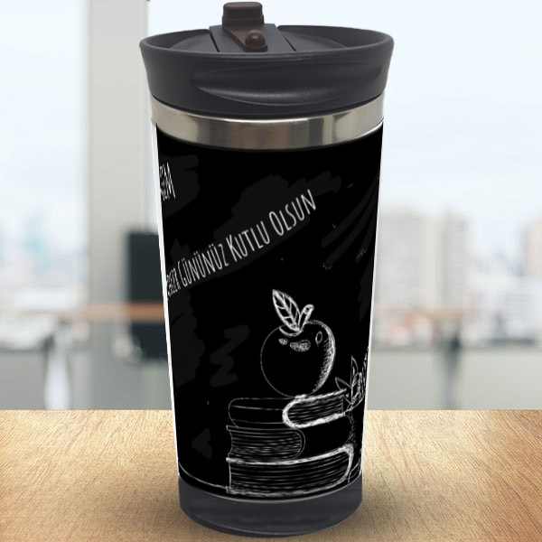 Siyah Beyaz Öğretmenler Günü Baskılı Termos 300Ml online tasarla