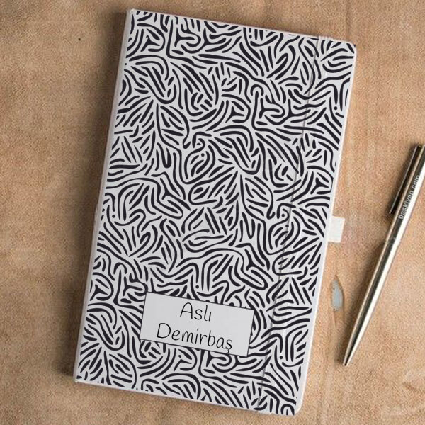 Siyah Desenli Beyaz Ajanda online tasarla
