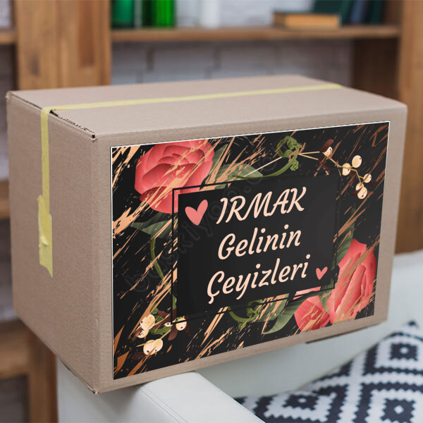 Siyah Fona Pembe Çiçekli online tasarla