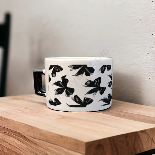 Siyah Kurdele Baskılı Fincan online tasarla