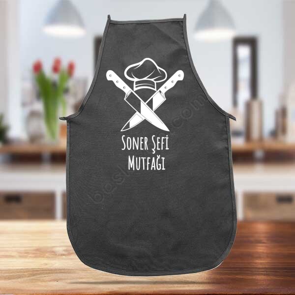 Kişiye Özel İsimli Siyah Mutfak Önlüğü online tasarla