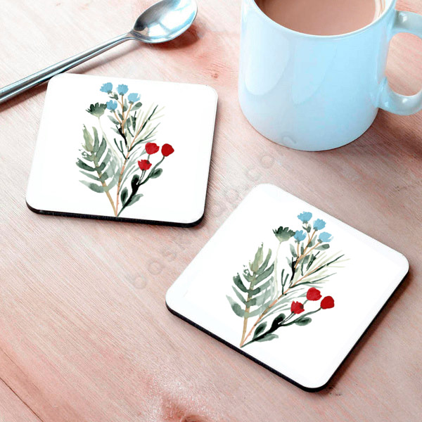 Sonbahar Çiçekleri Bardak Altlığı online tasarla