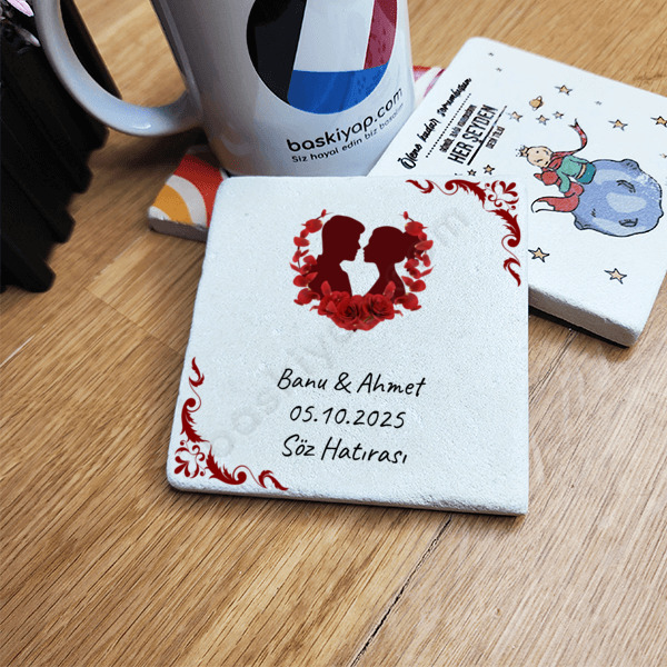 Söz Hatırası Taş Bardak Altlığı online tasarla