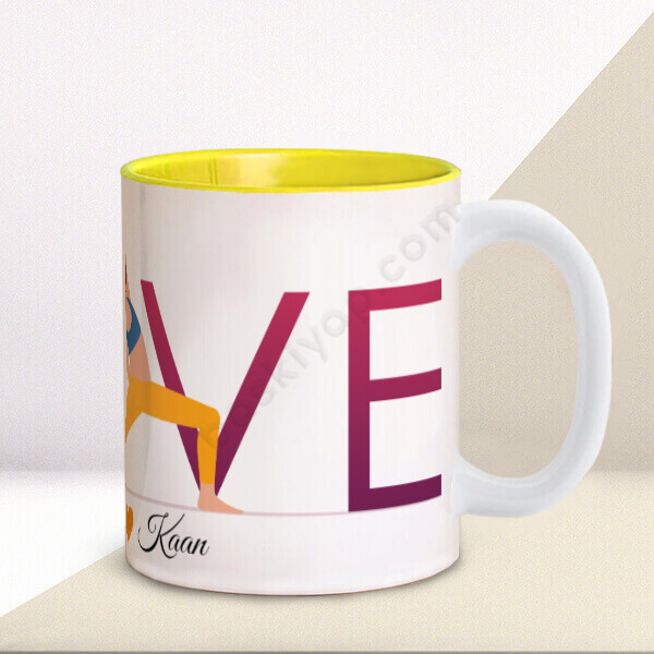 Sporcu Sevgiliye Özel İçi Sarı Kupa online tasarla