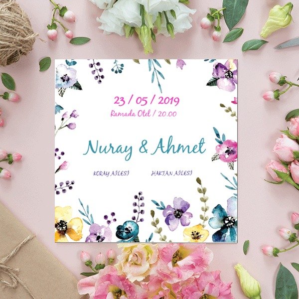 Suluboyalı Renkli Küçük Çiçekli online tasarla