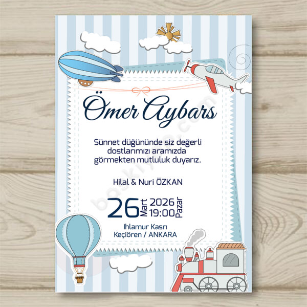 Sünnet Davetiyesi Mavi online tasarla