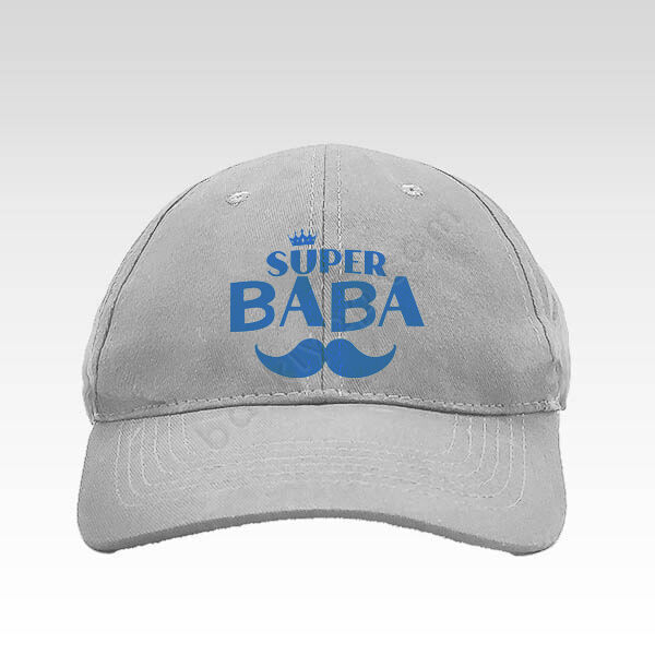 Süper Babalara Özel Tasarımlı Gri Bez Şapka online tasarla