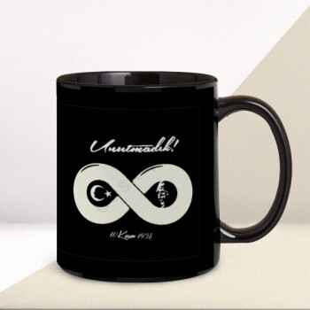 10 Kasım Temalı Kendin Tasarla Siyah Kupa online tasarla