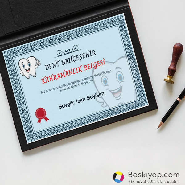 Diş Kahramanlık Diploması online tasarla