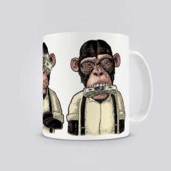 3 Maymun Baskılı Kupa Bardak online tasarla