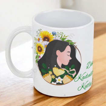 8 Mart Tasarımlı Çiçek Temalı Kupa Bardak online tasarla