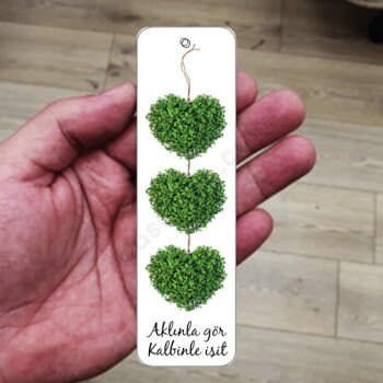 Ağaç Kalpli Kitap Ayracı online tasarla