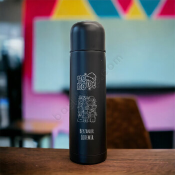 Animasyon Karakterli Kişiye Özel Çantalı Siyah Çelik Termos online tasarla