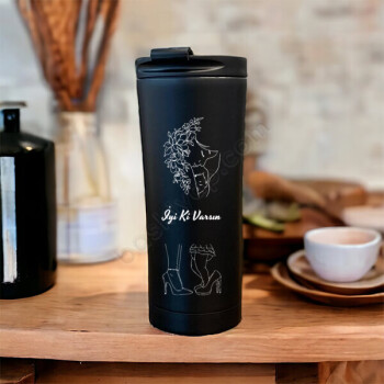 Anne Ve Kızı Kişiye Özel Paslanmaz Çelik Siyah Termos 500Ml online tasarla