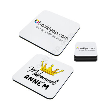 Anneler Gününe Özel Kare Bardak Altlığı 7,5X7,5Cm online tasarla
