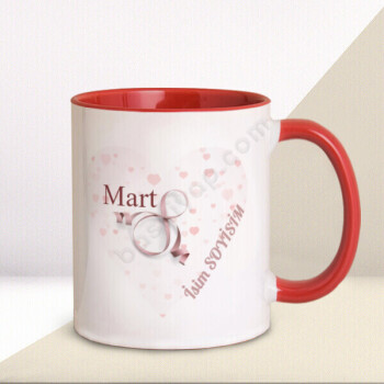 Anneye Özel Pembe Kurdeleli Kırmızı Kupa Bardak online tasarla