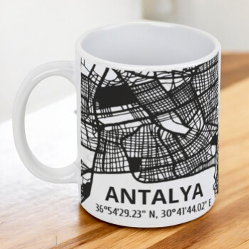 Antalya Şehir Haritası Baskılı Kupa online tasarla