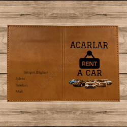 Araç Galeri Firmalarına Özel Termo Deri Kahverengi Ruhsat Kabı online tasarla