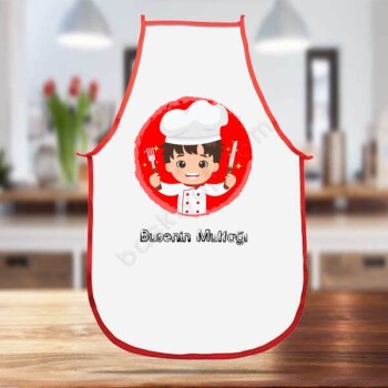 Aşçı Erkek Karakter Tasarımlı Beyaz Mutfak Önlüğü online tasarla