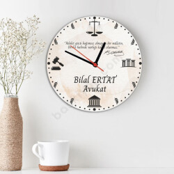 Avukat Temalı Ahşap Daire Duvar Saati online tasarla