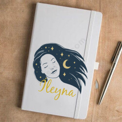 Ay Yıldız İllüstrasyon Kız Tasarım Defter Ajanda online tasarla