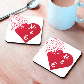 Sevgiliye Harfli Bardak Altlığı online tasarla