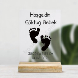 Bebek Ayak İzi Temalı Özel Pleksi Masaüstü Stand online tasarla