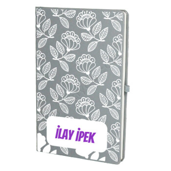 Beyaz Desenli Tasarım Gri Ajanda online tasarla