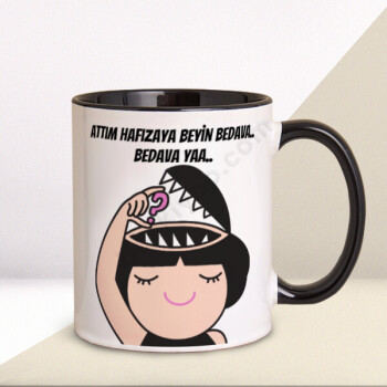 Beyin Bedava Tasarımlı Siyah Kupa online tasarla