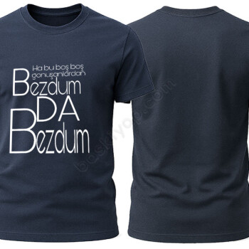 Bezdum Tasarımlı Unisex Lacivert Kişiye Özel Tişört online tasarla