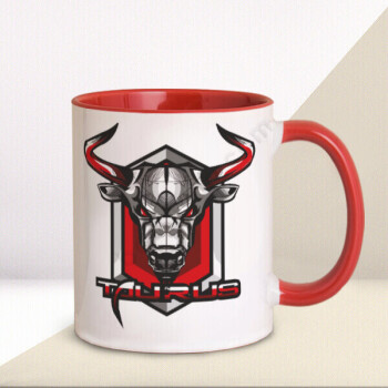 Boğa Burcu Baskılı Kupa Kırmızı online tasarla