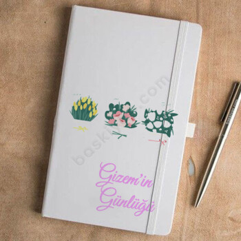 Buket Tasarımlı Beyaz Ajanda online tasarla